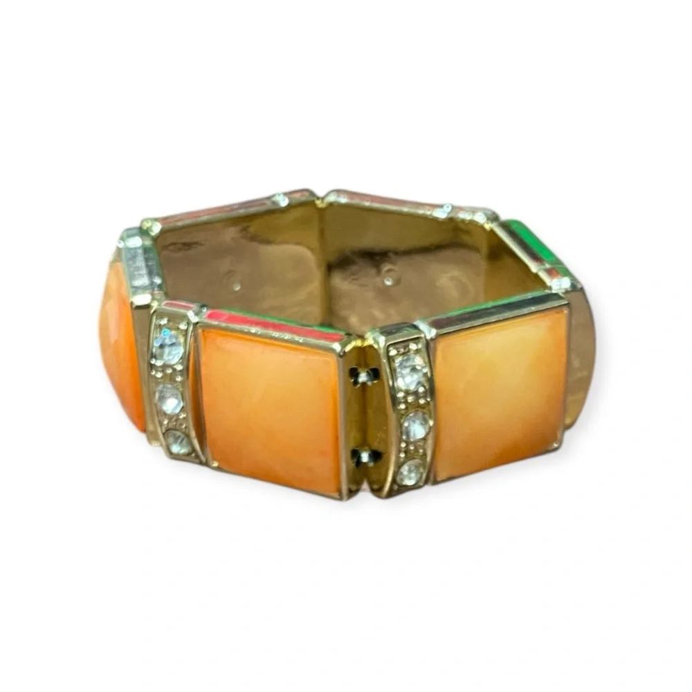 Elegant Orange and Gold Stretch Bracelet